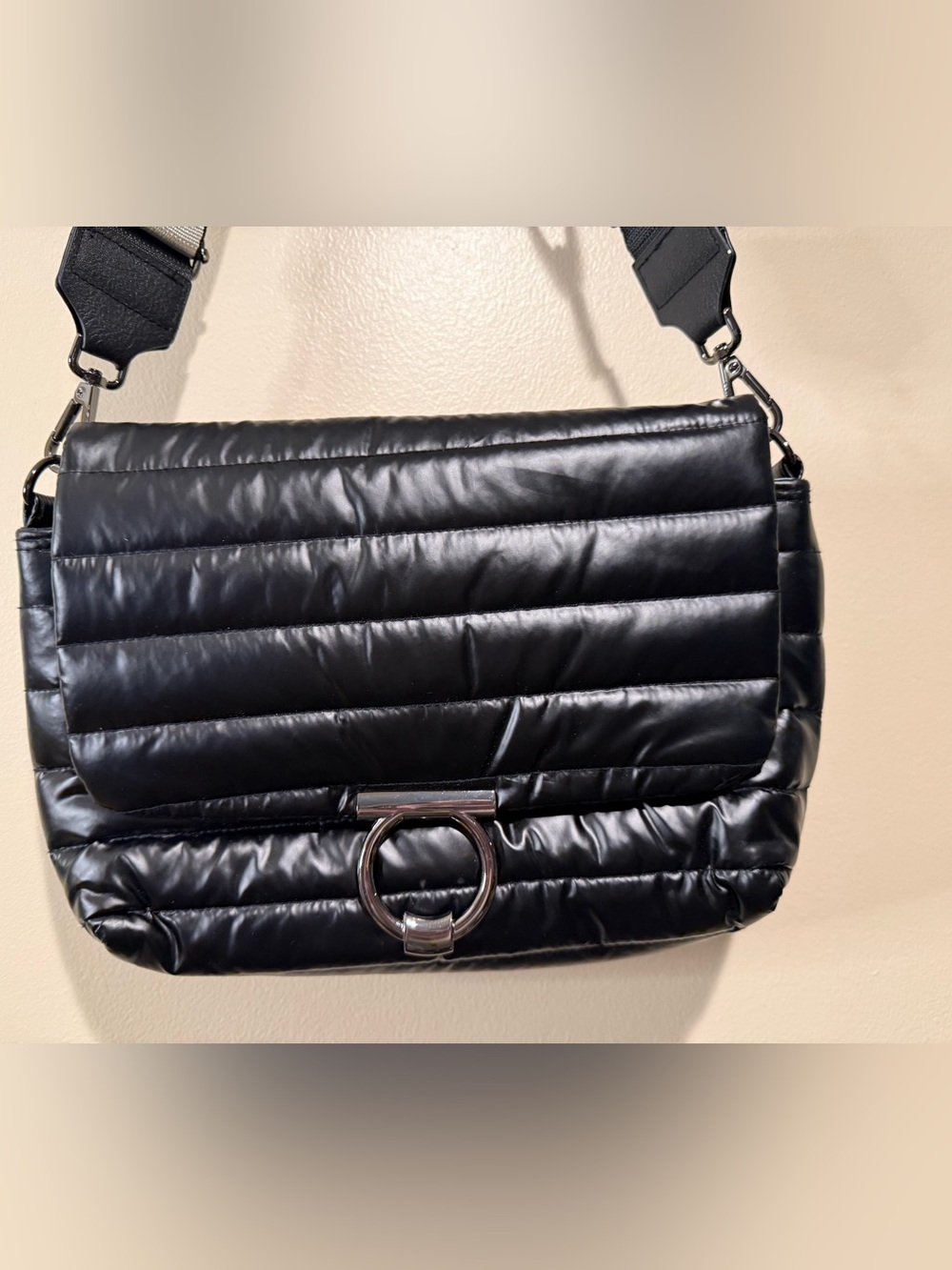 THINK ROYLN Black Quilted Crossbody with Striped Strap - Picture 4 of 16